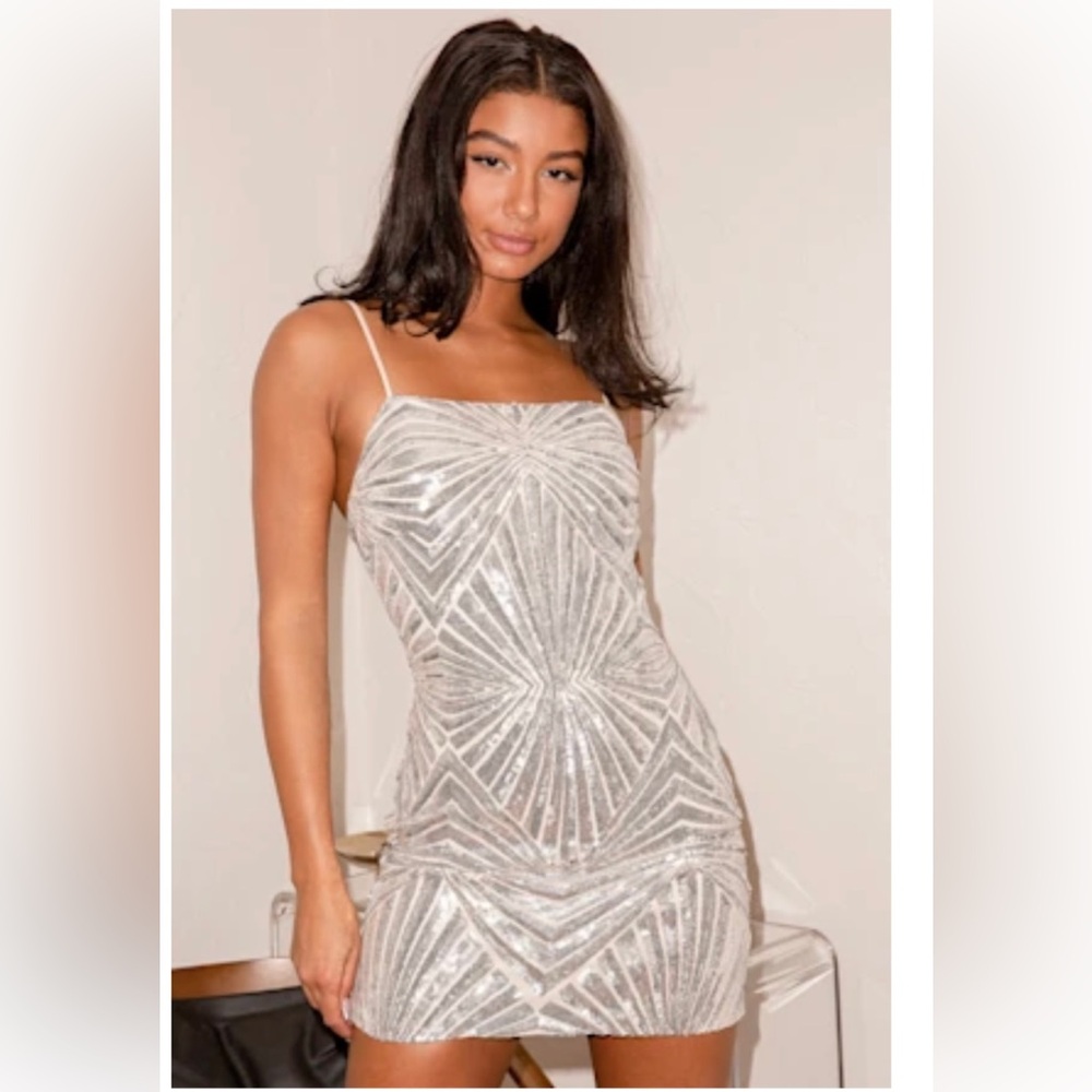 NWT Lulus Silver Sequin Mini Dress